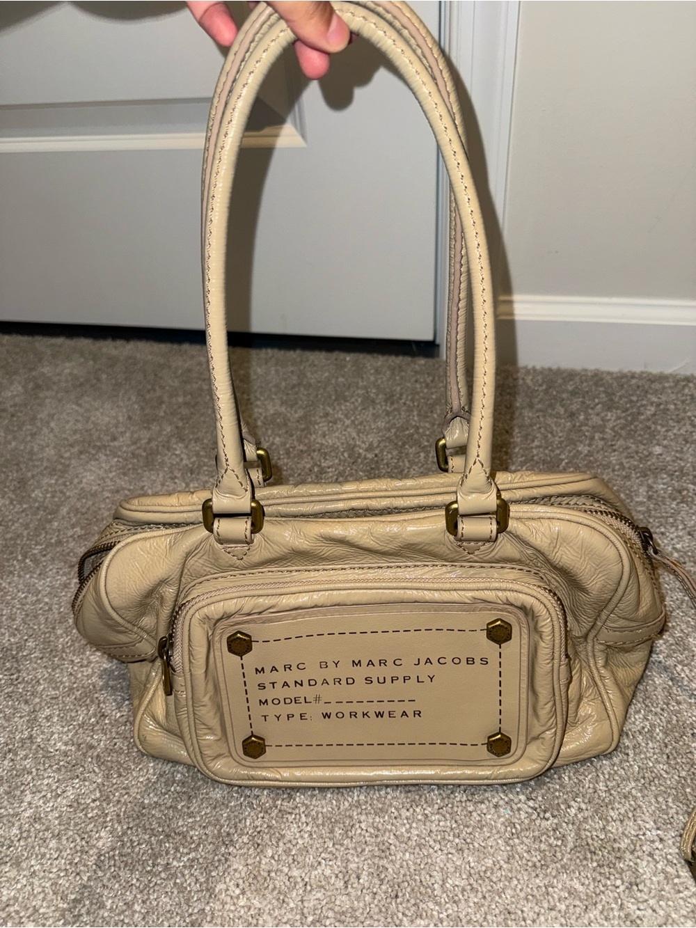 Marc by Marc Jacobs Cream Leather Double-Handle Shoulder Bag